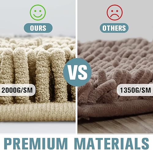 Miniatura 6 de SONORO KATE Juego de alfombras y tapetes de baño, 2 piezas de felpilla absorbente gruesa YSDD antideslizante (beige, 17 x 47 pulgadas más 17 x 24