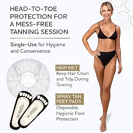 Norvell Spray Tan Accessory Kits - Tanning Essentials Single-Use Kits with Spray Tan Feet Pads, Hair Nets, Nose Filters, Eye Protectors & Blending Cream - (10 Single-Use Kits)