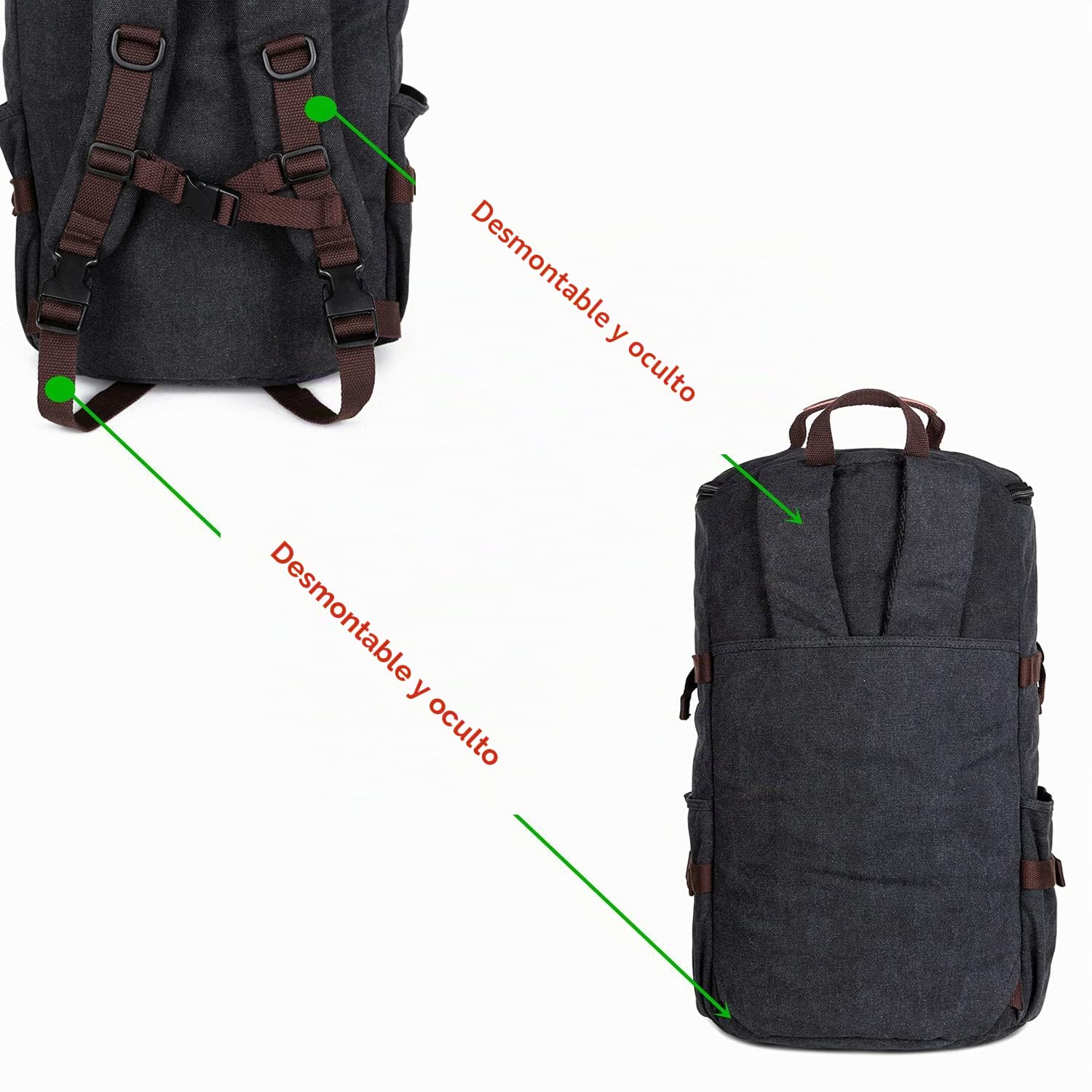 BAOSHA HB-26 - Mochila de lona vintage para hombre
