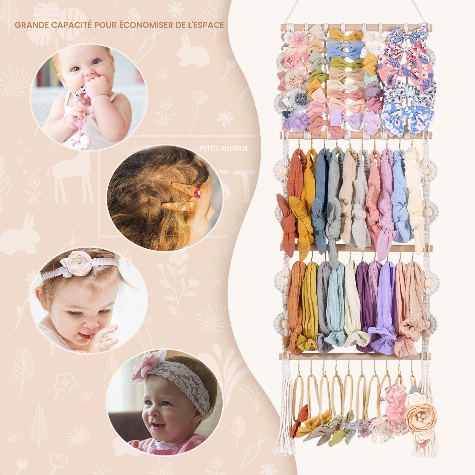 Bandeau Titulaire Arcs Organisateur Pour Filles Cheveux Arcs Titulaire Bébé Bandeau Cheveux Accessoires Organisateur Pour Bébé Filles Arc Cintre De Stockage Pour Les Filles Chambre Décoration Murale
