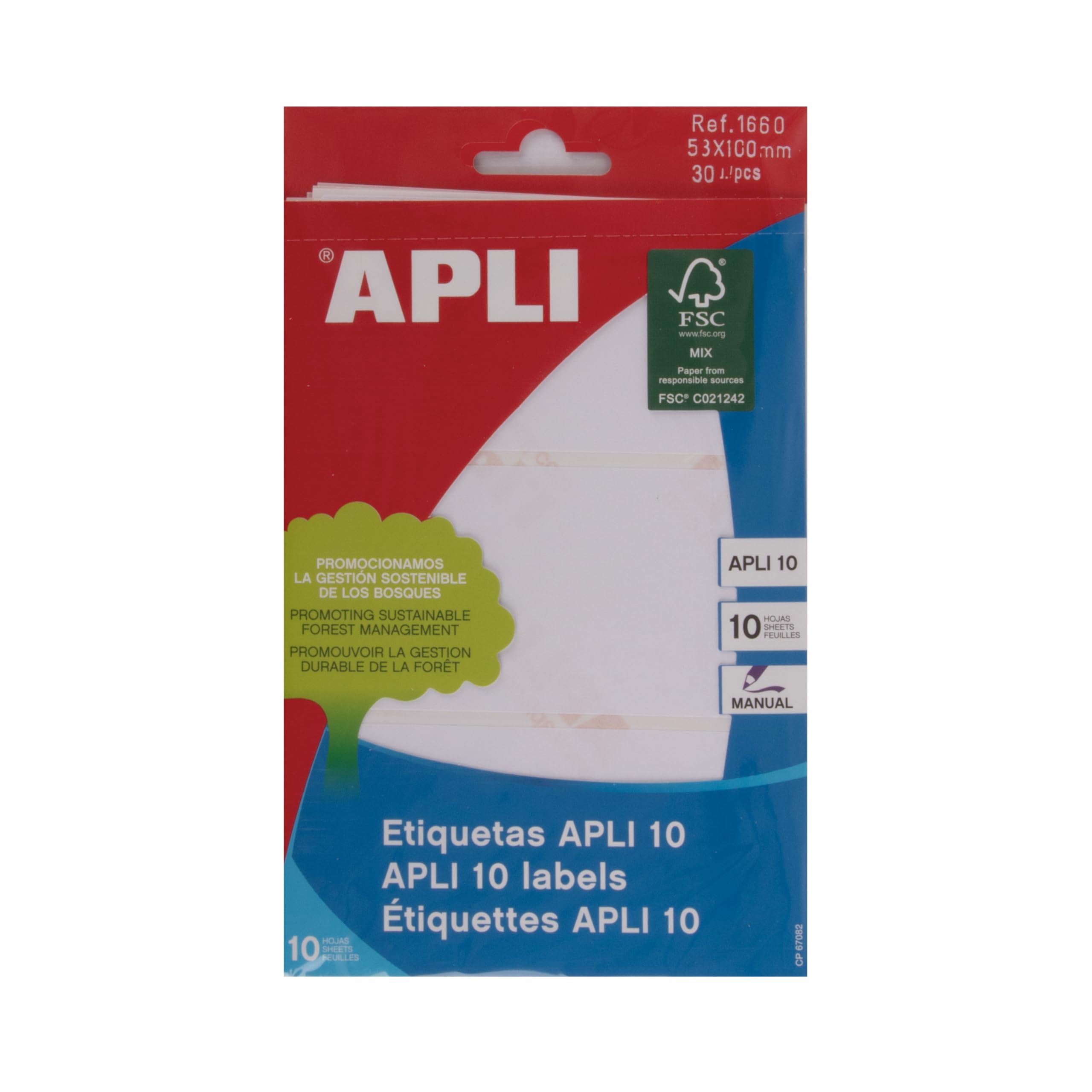 Apli 53 x 100 mm Labels (Pack of 10 Pages)