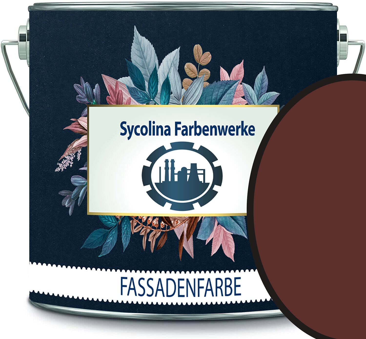 Fassadenfarbe mit Lotuseffekt hochwertige Silikonharzfarbe Sockelfarbe RAL 8015 Kastanienbraun // Sycolina Farbenwerke