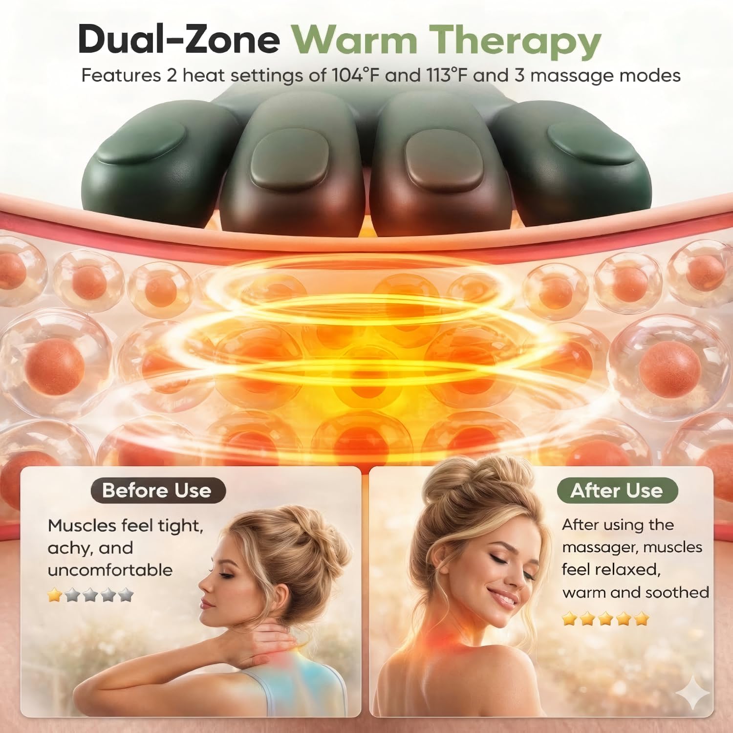 Genesandro Neck and Shoulder Massager for Pain Relief Deep Tissue, Bionic Electric Back Massage Tools, Cordless Trap Massager, Christmas Touch Gift for Mom & Dad 1