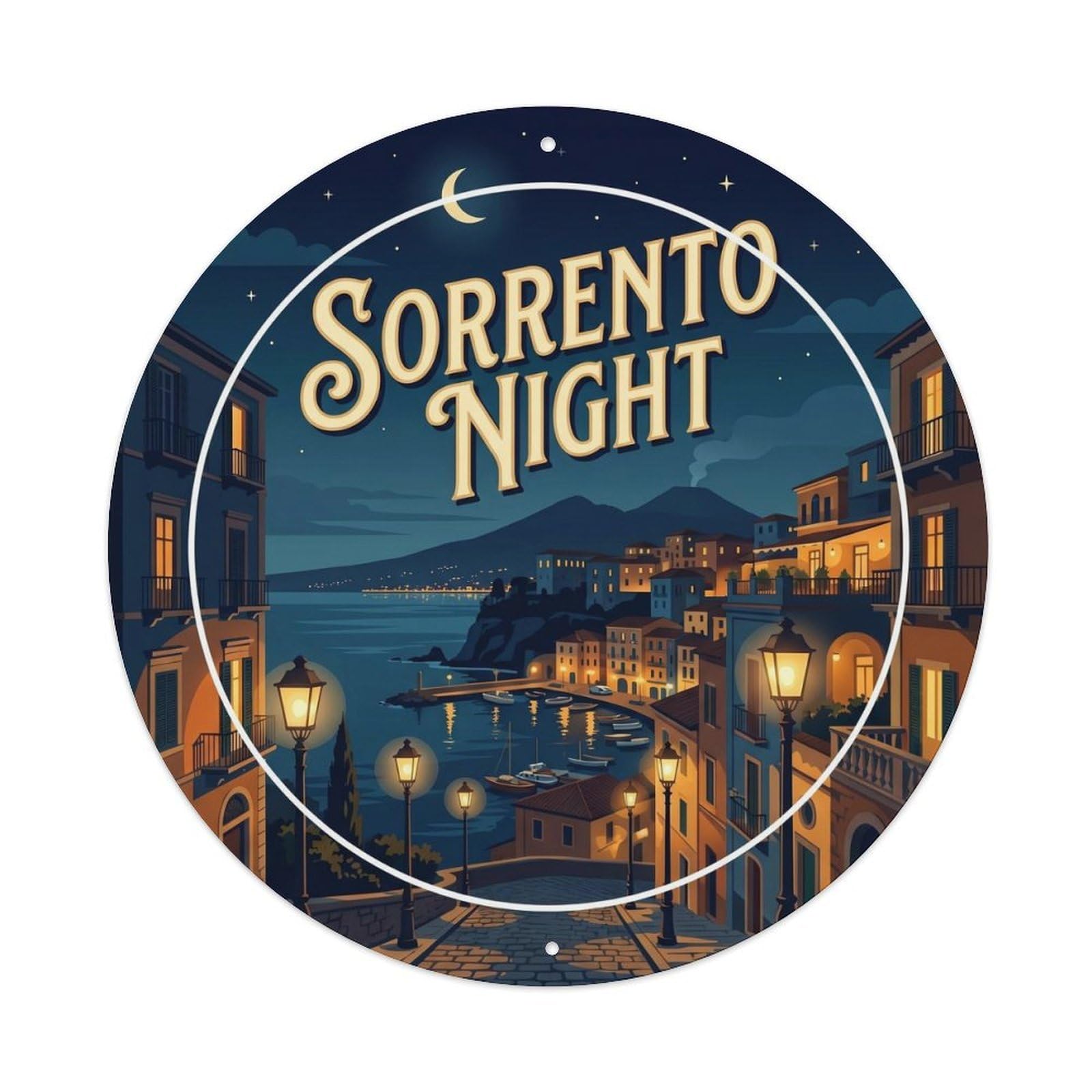 Sorrento Italy Night Heritage City Travel Classic Metal Tin Sign