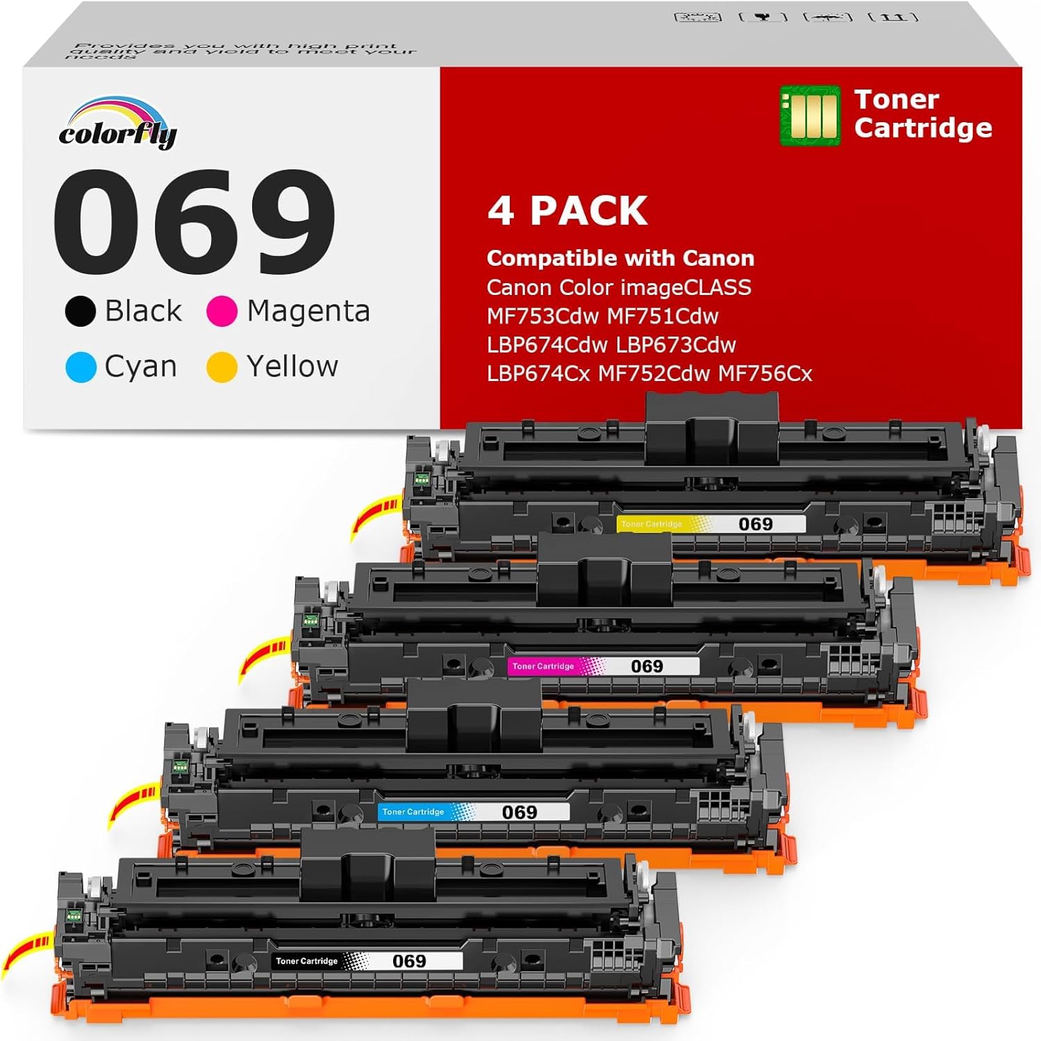 069 Toner Cartridge Set 069H MF753Cdw Compatible Replacement for Canon 069 069H Toner Cartridge Set for Canon imageCLASS MF753Cdw MF751Cdw LBP674Cdw Printer Ink 4 Pack