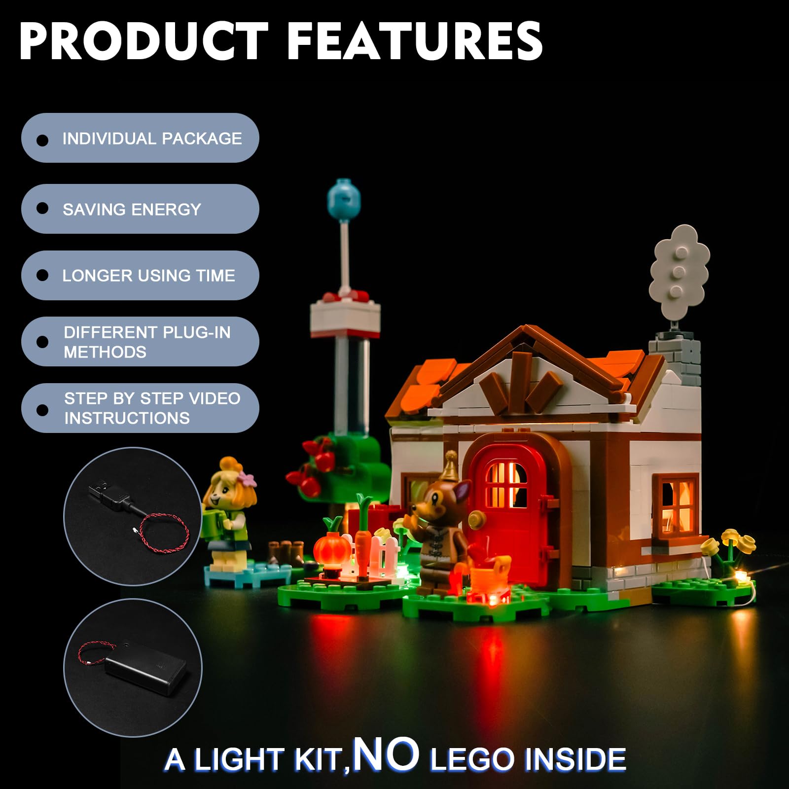 Light Set for Lego 77049 Isabelle's House Visit, Decoration Lighting Set for Lego Animal Crossing Isabelle’s House Visit Creative Toys - Image 3