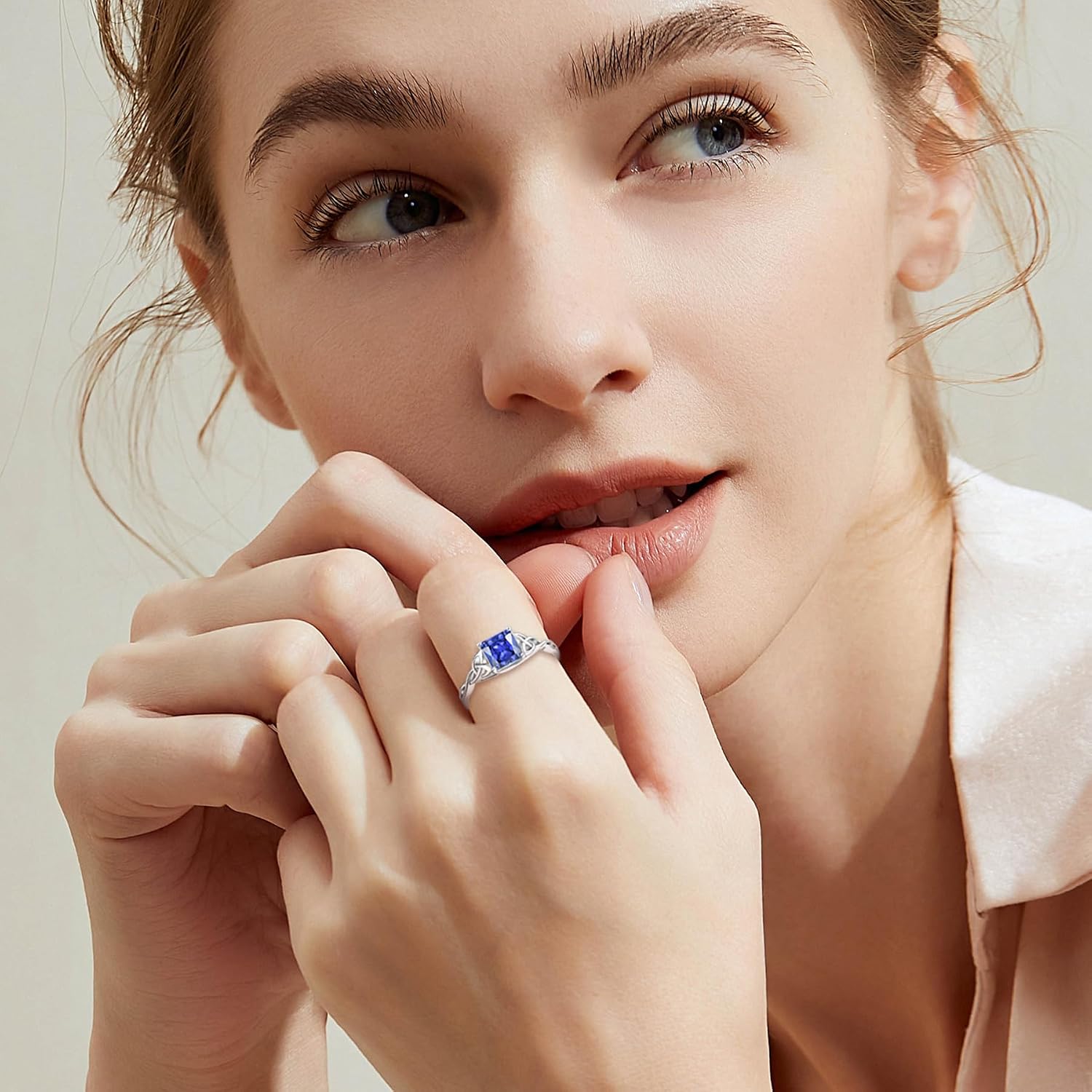 Women's Sterling Silver Trinity Knot Celtic Ring With Personalized CZ Birthstone (Choose Your Month)