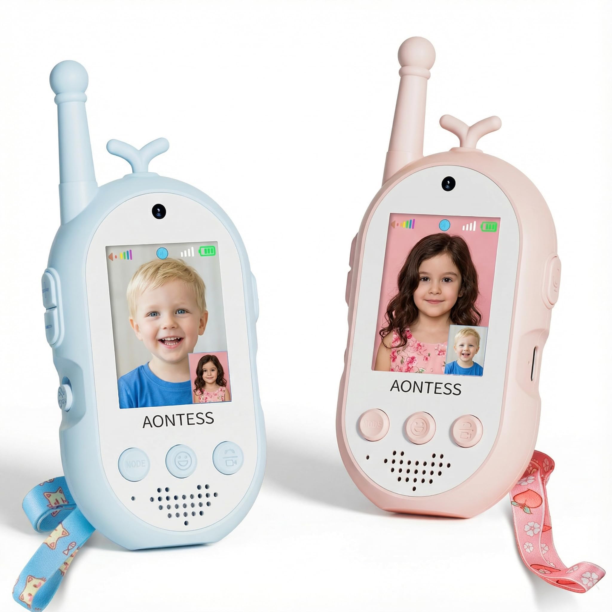 Video Walkie Talkie for Kids with Camera: Rechargeable 2 Way Radios - Electronic Learning Toys for Hide and Seek, Camping, Hiking - Birthday Gifts Boys Girls 3-12 (Blue/Pink)