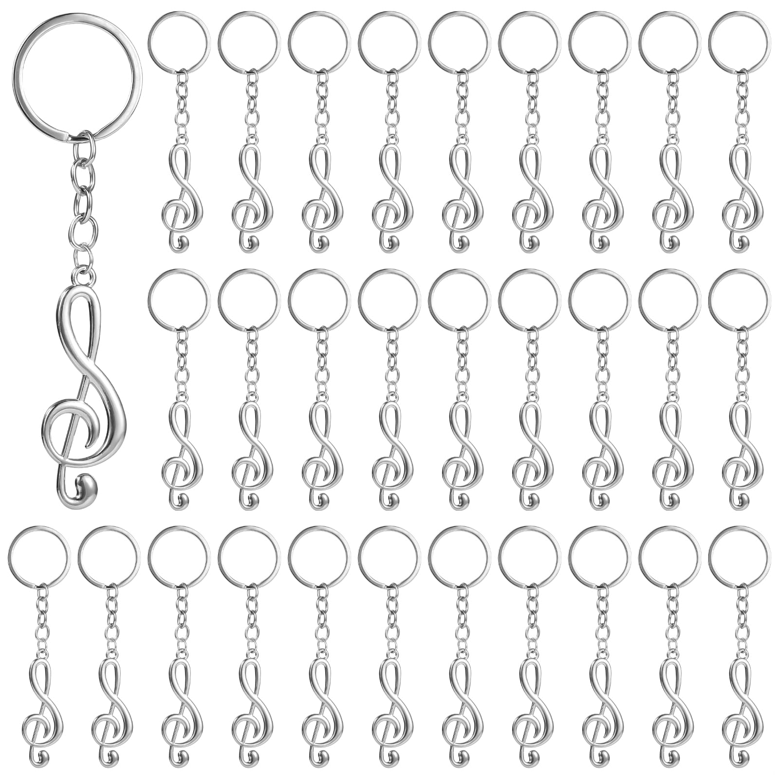 Lot de 48 porte-clés en métal en forme de note de musique, pendentifs compacts, petits porte-clés de musique, accessoires pour les étudiants