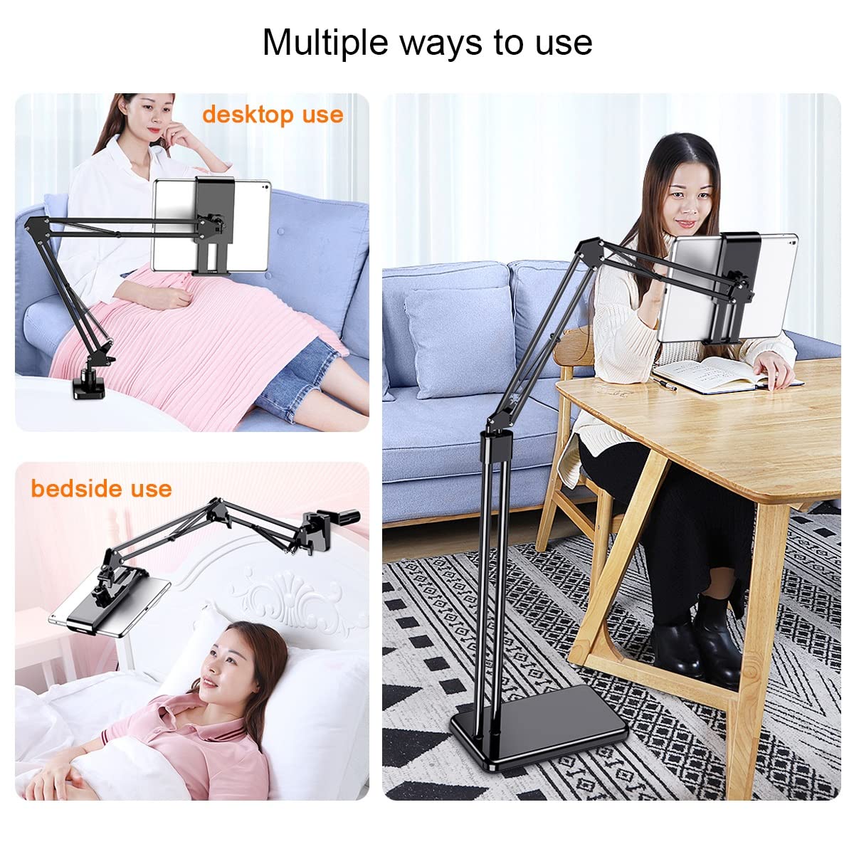 Soporte giratorio de 360 grados, soporte ajustable para dispositivos de 4 a 11.9 pulgadas, perfecto para uso manos libres, diseño versátil y estable, ideal para el hogar y la oficina