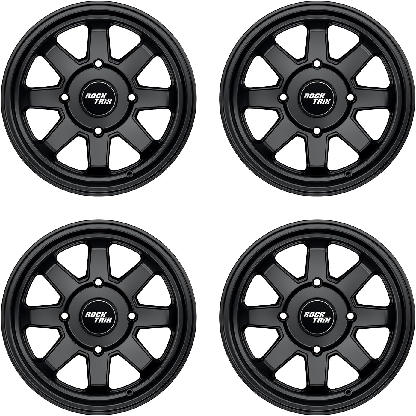 RockTrix RT116 12x7 ATV Wheels 4x110 Matte Black 5+2 Offset, 12 Inch Rims for IRS Compatible with Honda Foreman Rancher, Fits Yamaha Grizzly Kodiak Rhino Wolverine Viking, Also Fits Suzuki King Quad