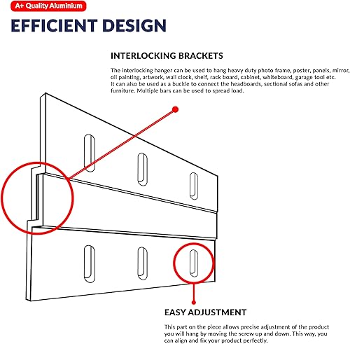 Miniatura 3 de Colgador de cuadros para tacos franceses, 2 pulgadas, 6 pares, colgador Z de aluminio entrelazado, kit de accesorios para colgar pintura de pared,