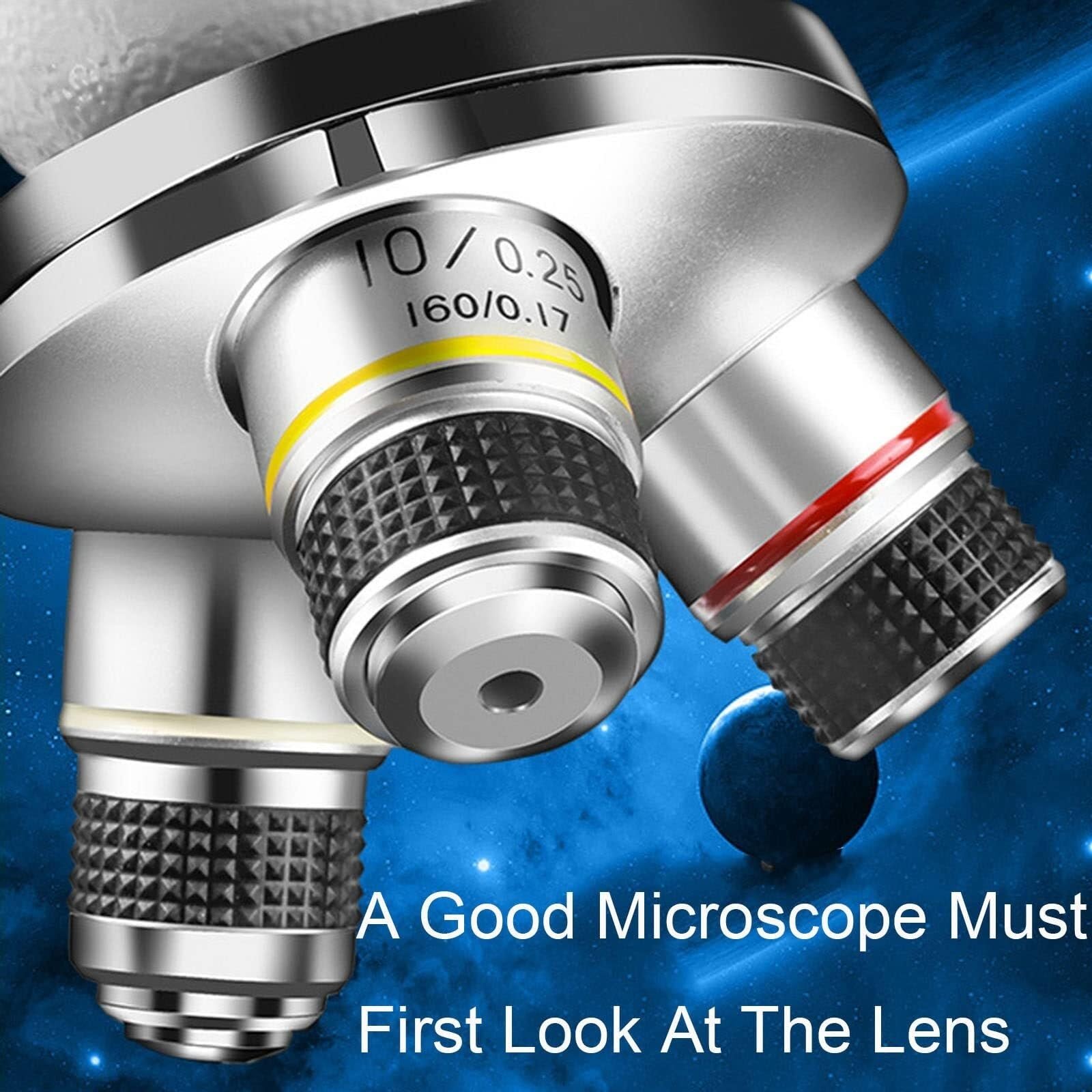 Microscopio composito binoculare LED, microscopio composto da 60000x con oculare grandangolare