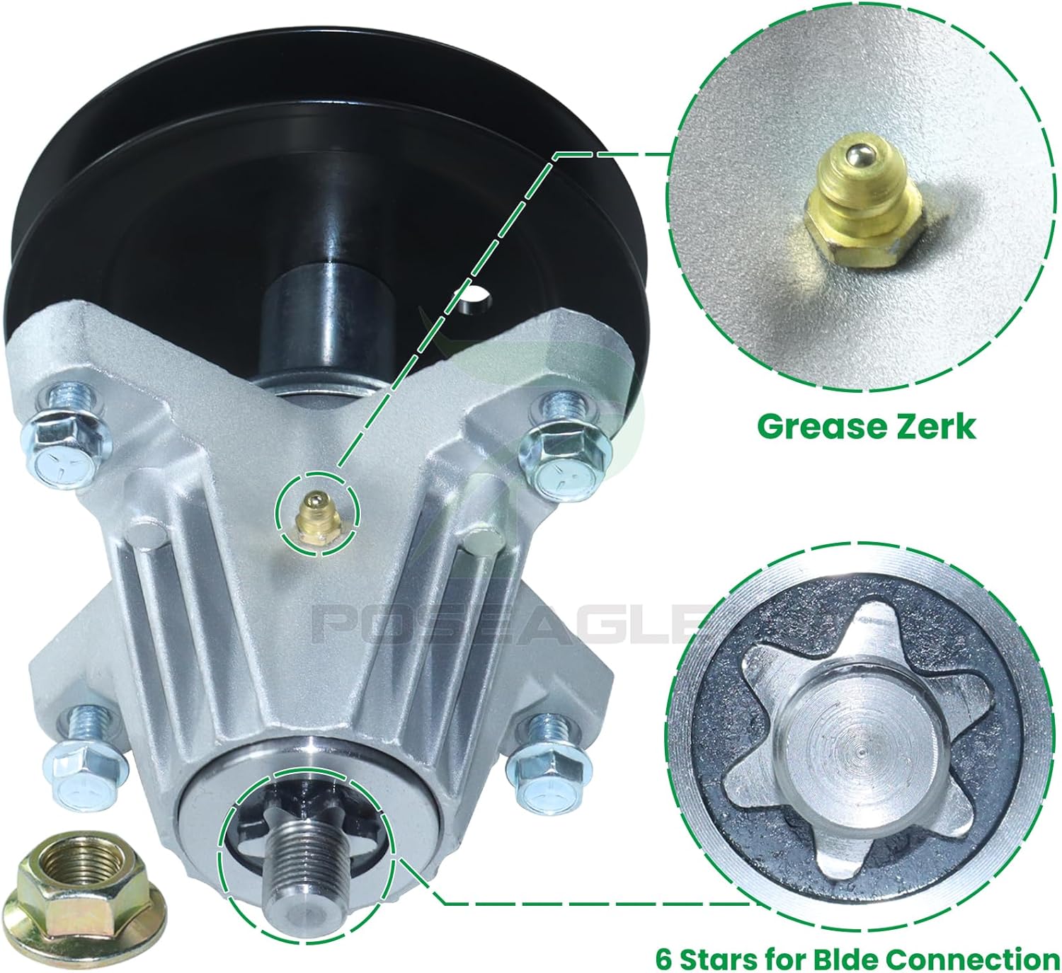 3 Pack Pre-Greased 918-06980 Spindle Assembly with 756-05034A Idler Pulley for XT1-GT50, RZT-S50, RZT-LX50, RZT-L50, RZT-S50KH, RZT-SX50, ZT2-50, ZT1-50, ZT-L50, G8200, G8300 Lawn Tractors