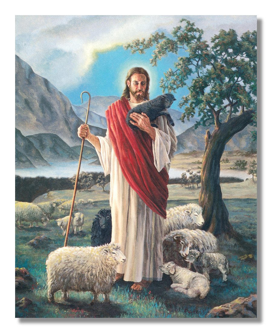 Jesus Christ Shepherd with Lambs Religious Wall Picture 8x10 Art Print Single Issue Magazine