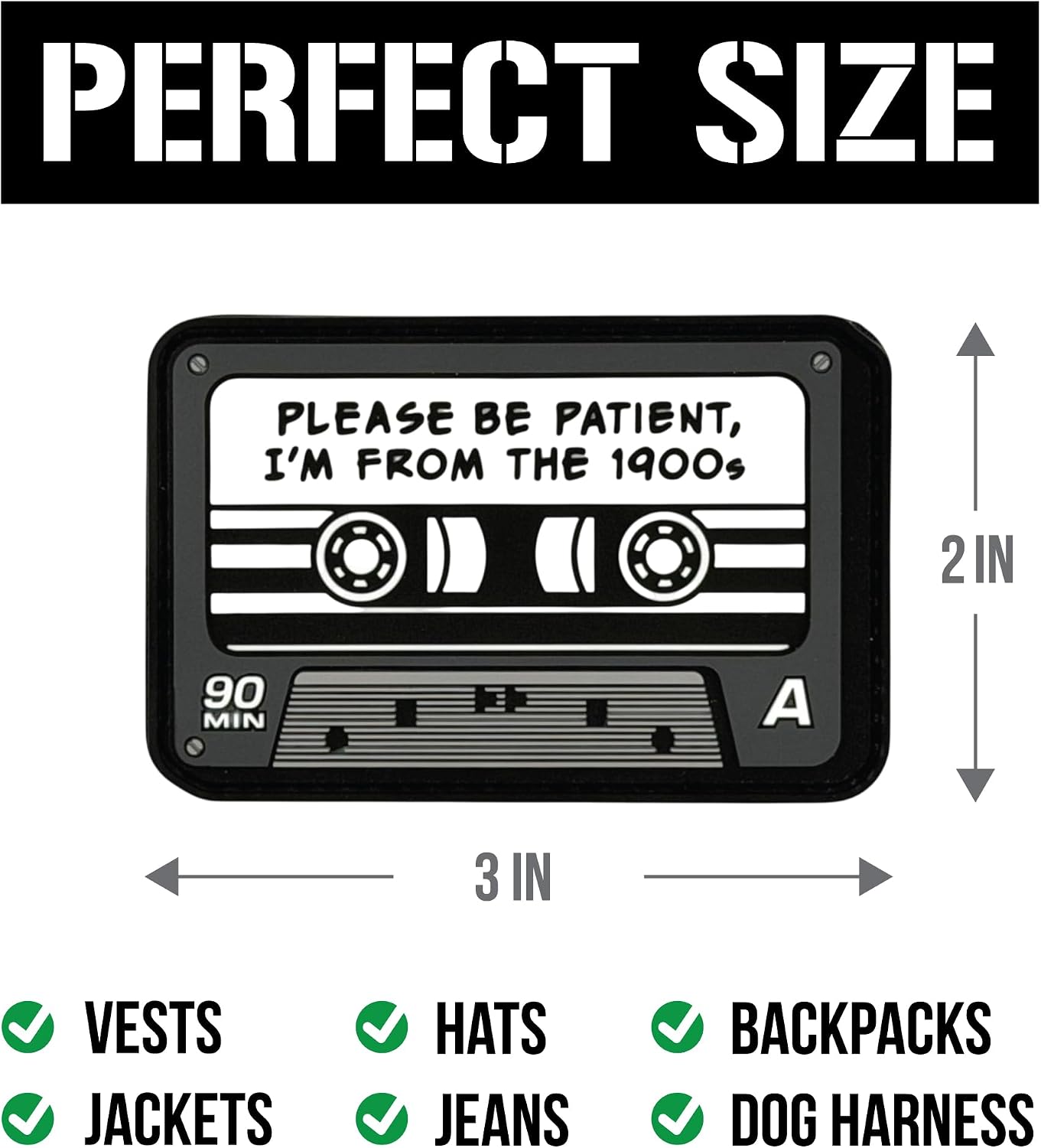 Please Be Patient with Me I’m from the 1900s Morale Patch | Funny Tactical Backpack Patches | Military Patches for Chest Pack, Vest, Dog Harness | Hook and Loop Patch, Molle Bag Accessories