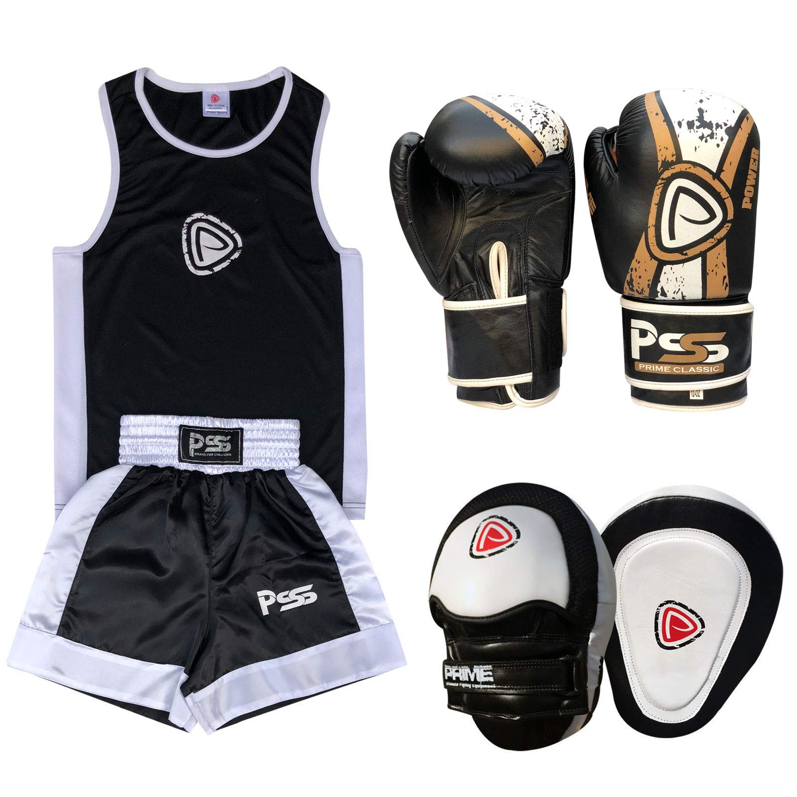 Gants en cuir véritable Prime Junior et kit boxe noir - 8
