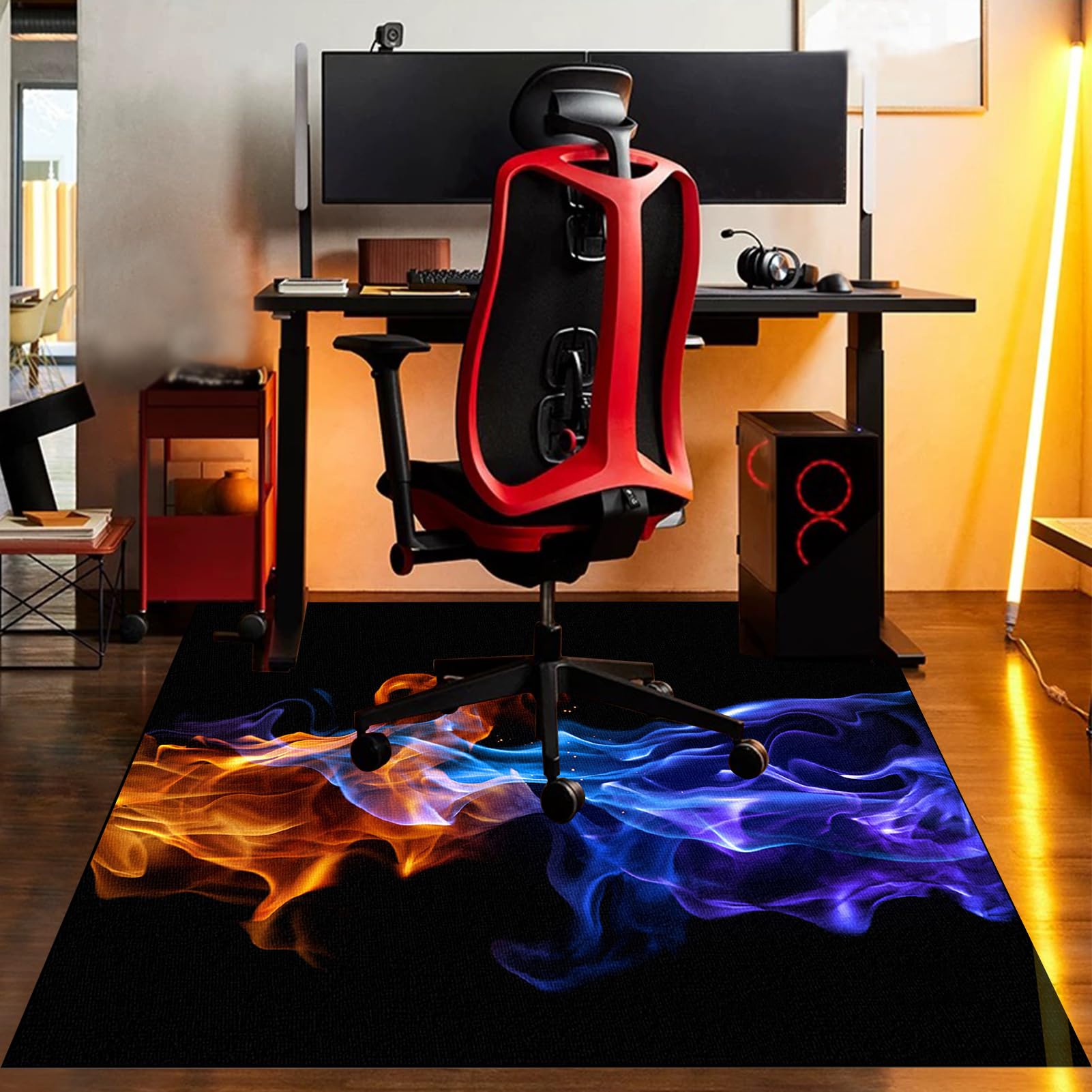 Tapis Antidérapant Chaise Gaming 150 x 180 cm Tapis Chaise de Bureau, Tapis pour Fauteuil, Tapis Gaming Sol pour Sols durs, Protège Sol Protection Sol Gamer Bureau Gaming pour Salon, Chambre, Bureau