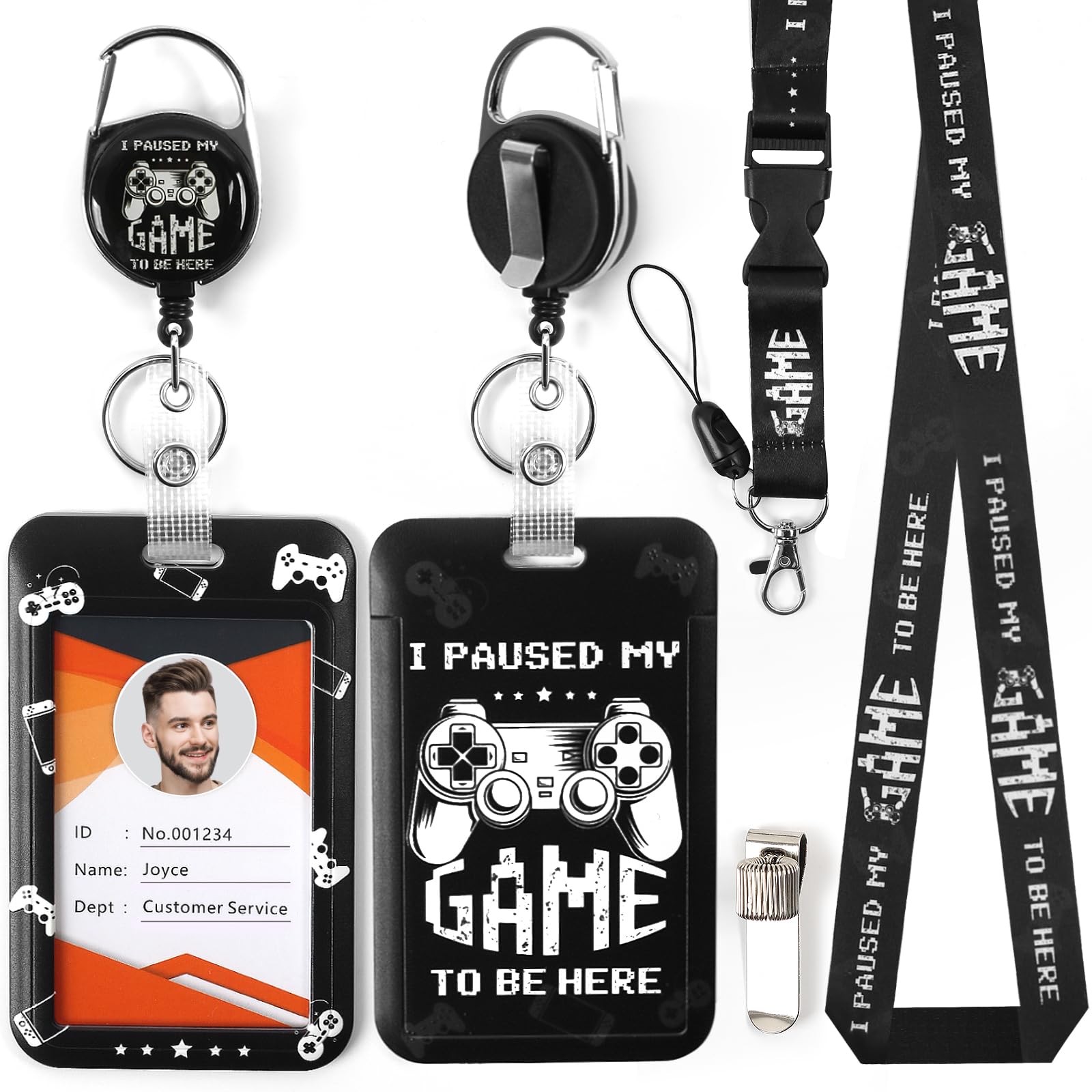ID Badge Holder with Lanyard & Retractable Heavy Duty Badge Reel & Pen Holder, for Men and Women, Nurse Badge Holder Suitable for Teacher Students (01 Game)