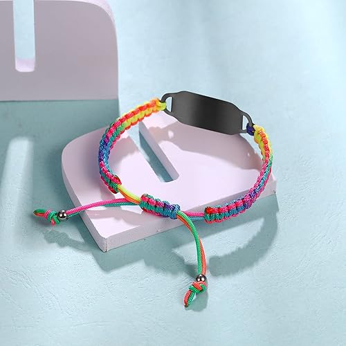 Miniatura 5 de JUST MEET YOU Pulseras de alerta médica para mujer, pulseras de identificación de alerta médica, cuerda de poliéster trenzada hecha a mano, pulsera