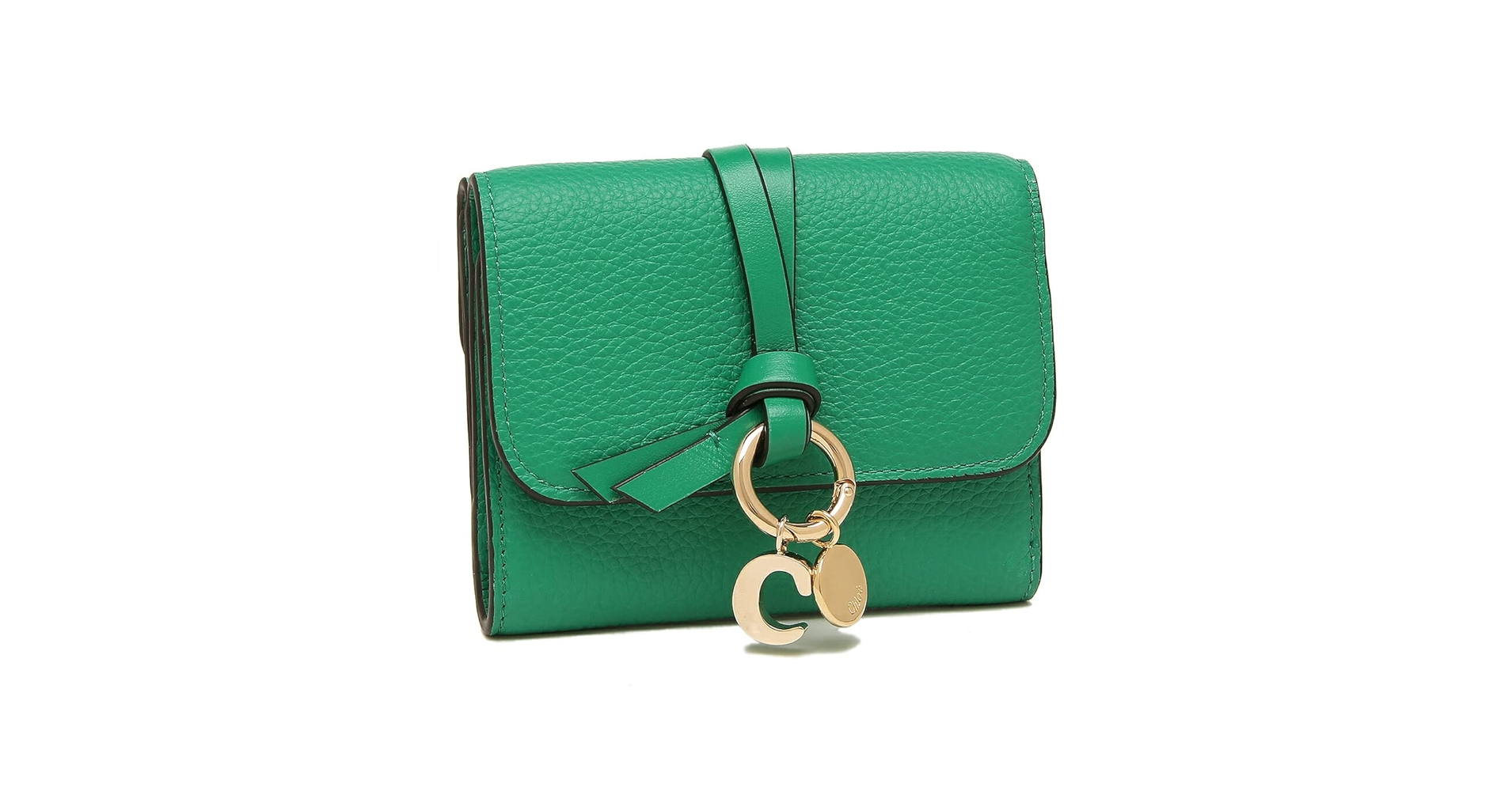 Chloé グリーン 三つ折り財布 中古・古着通販】Chloe (クロエ) クロコ型押し3つ折り財布