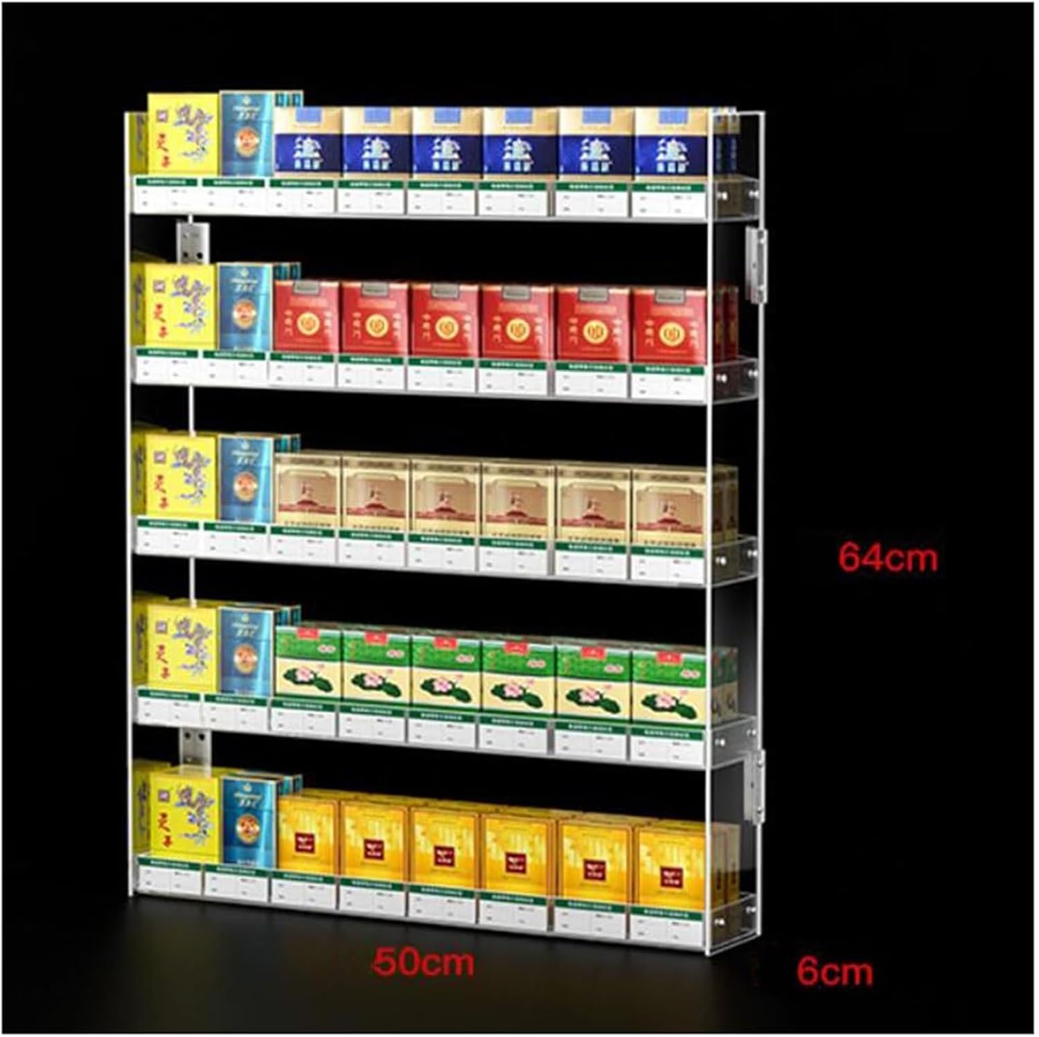 Acrylic Cigarette Display Rack, Countertop Showcase for Retail, Matchbook Organizer Cabinet, Supermarket Cigarette Display Case (50x6x64cm) - Perfect for Stores and Exhibits