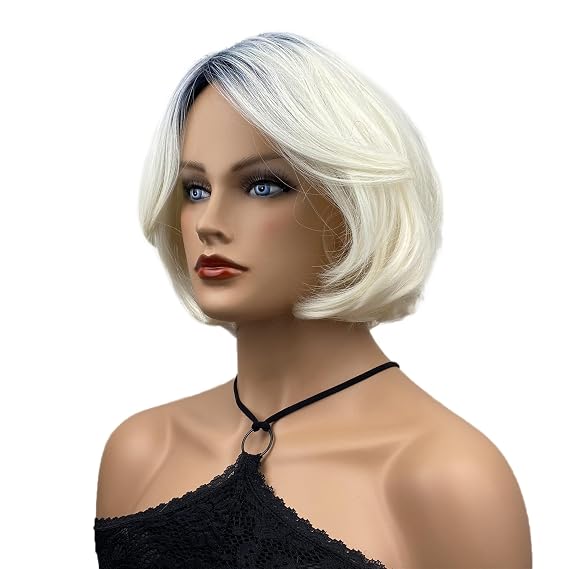 Wiginway Bride Wig for Women, Ombre White Bog wig for Cosplay Party, Middle Part Shoulder Length Wigs, Costume Accessory, 8
