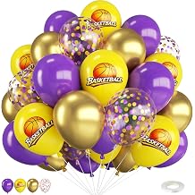 Purple Gold Yellow Basketball Balloons 12 Inch Printed Balloons