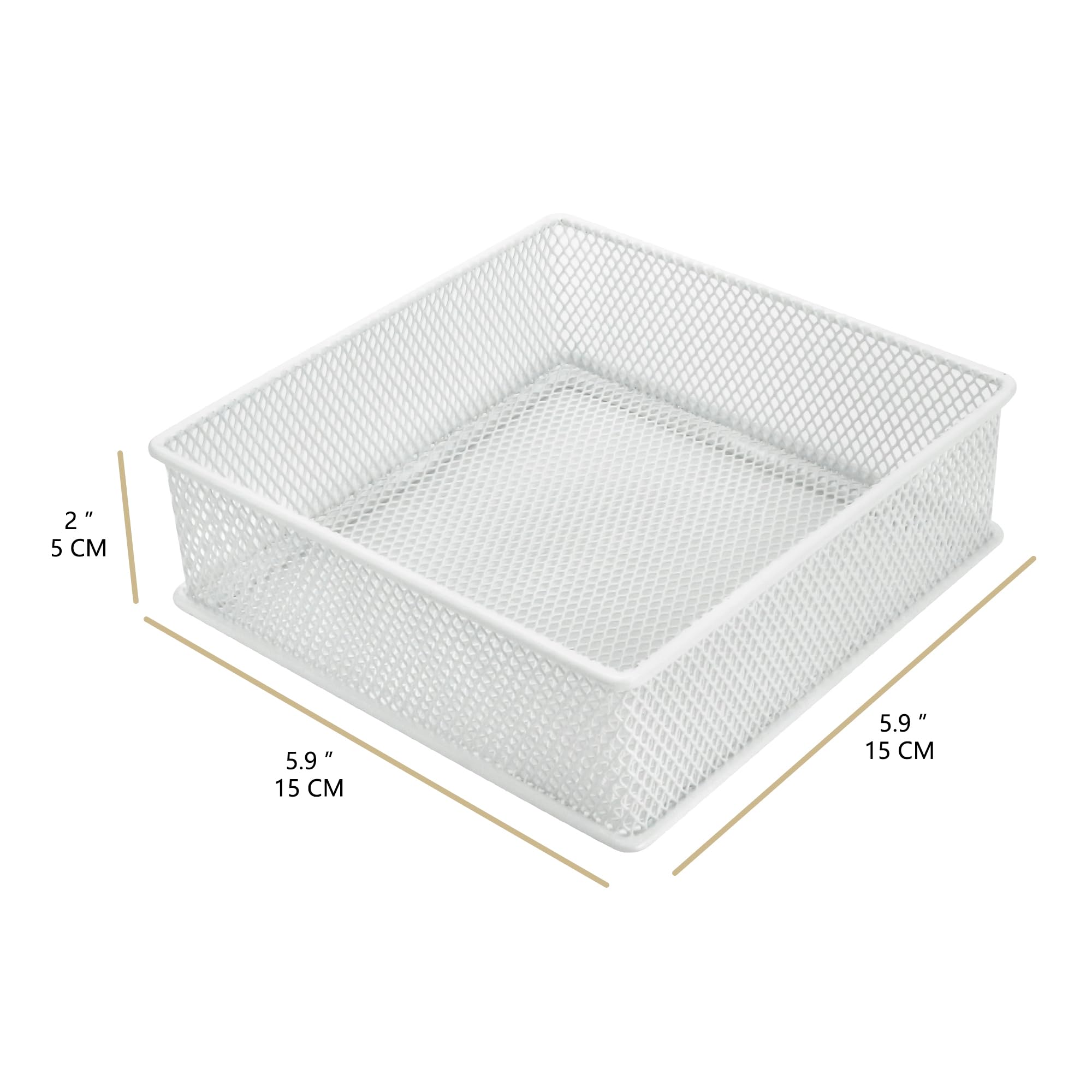 Annova Mesh Drawer Cabinet and Shelf Organizer Bins Storage Basket School Office Supply Holder Tray- Set of 2 (White, 15x15x5 cm) - Image 4