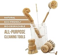 Vista 2 de Juego de cepillos de bambú natural con soporte - Cepillo de madera ecológico para platos