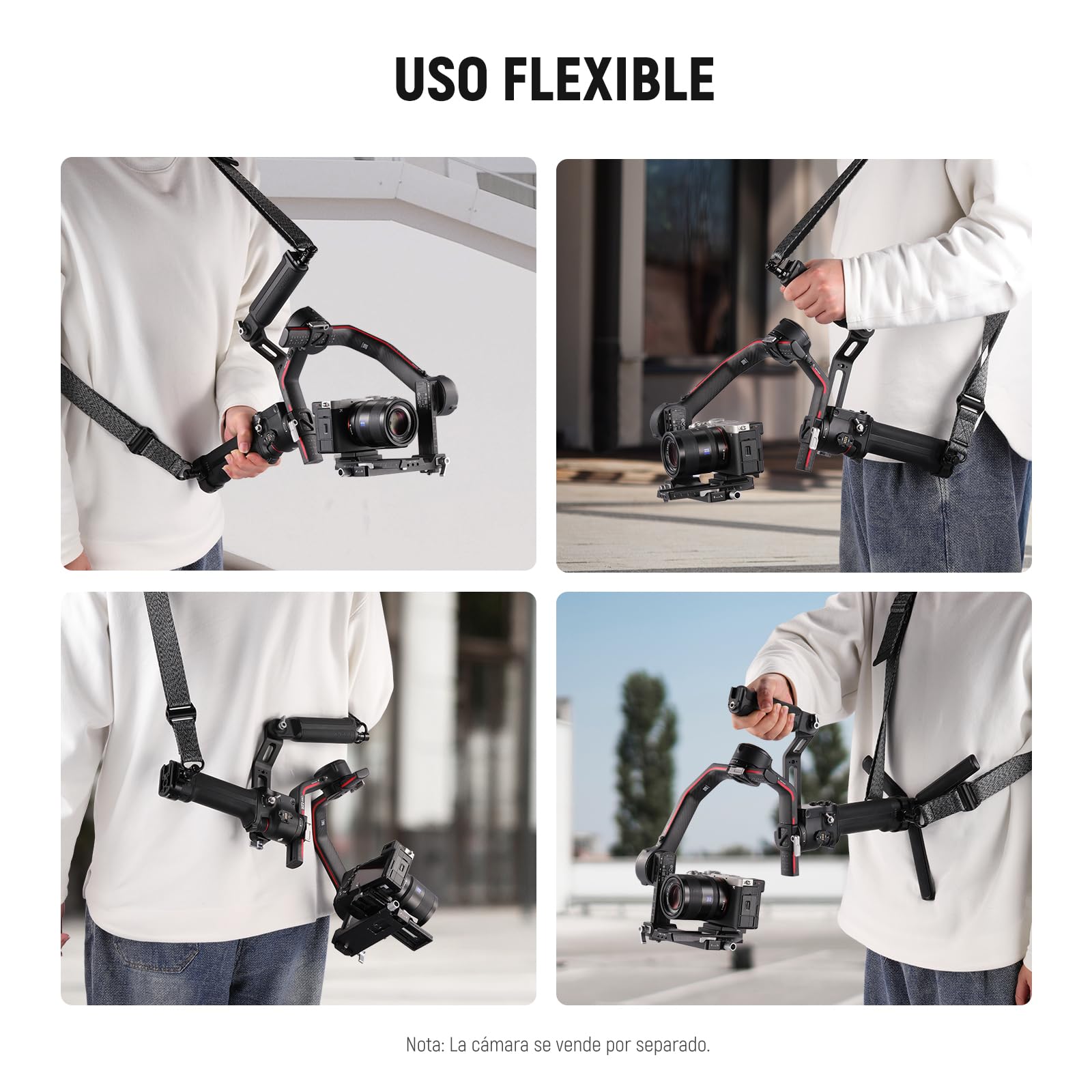 NEEWER Correa Hombro para Gimbals RS4 y RS3; Cinturón Acolchado Ajustable con Placa Base Liberación Rápida y Hebilla QD; Compatible con DJI RS4 RS4Pro RS3 RS3Pro RS2 Sling Handle, Gris, GA016