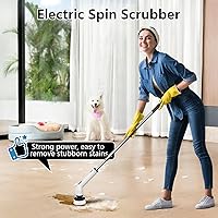 Vista 2 de TUYU Electric Spin Scrubber, Full-Body IPX7 Waterproof Bathroom Scrubber,4 Replacement Head for Adjustable Extension Handle Electric Cleaning Brush