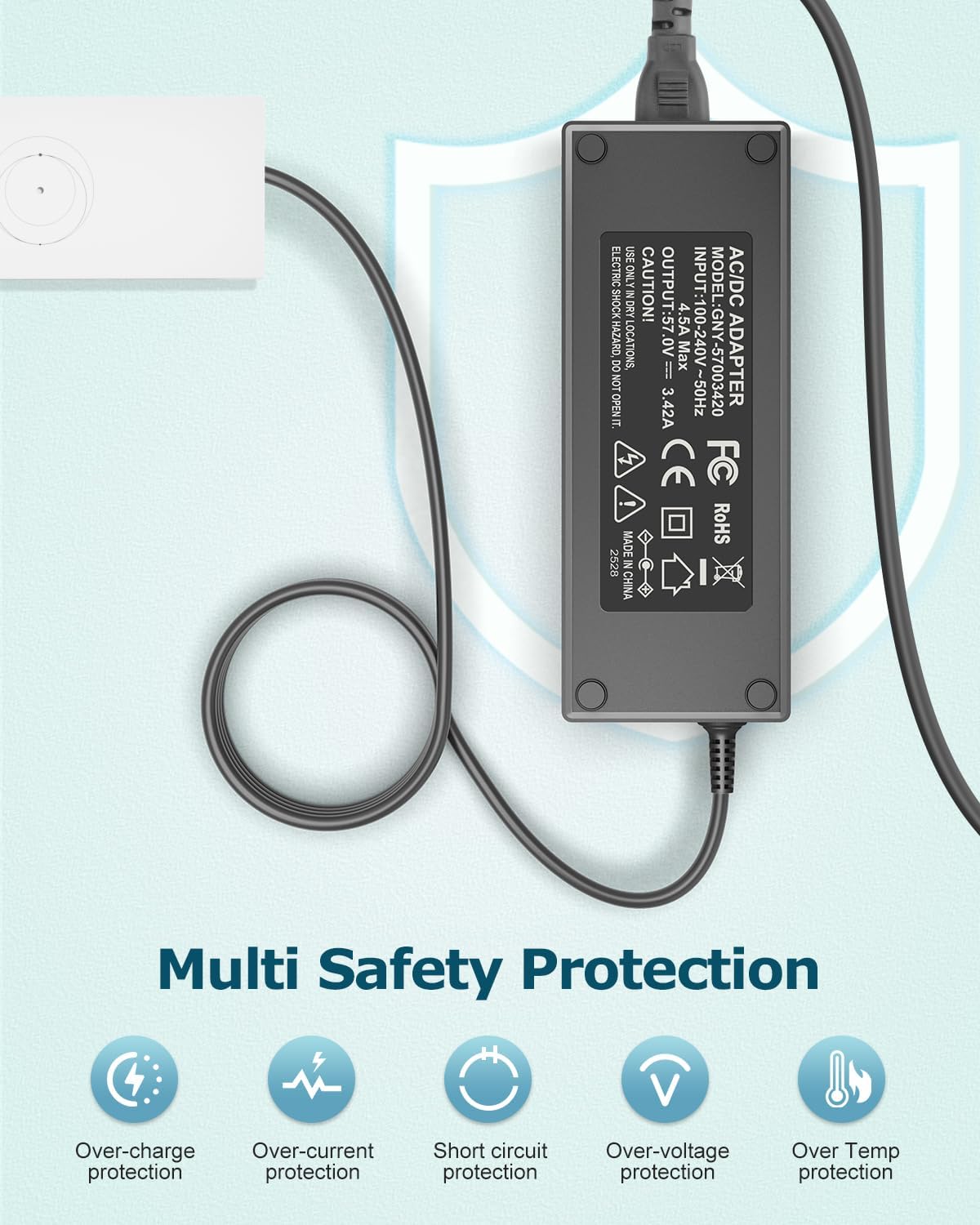 Starlink Gen 3 Power Supply Adapter 57V 3.42A AC to DC Charger for Starlink Gen3 Power Adapter 195W Replacement Power Cord Compatible with Gen 3 Standard Accessories Multi Protection 18AWG 3M/10FT