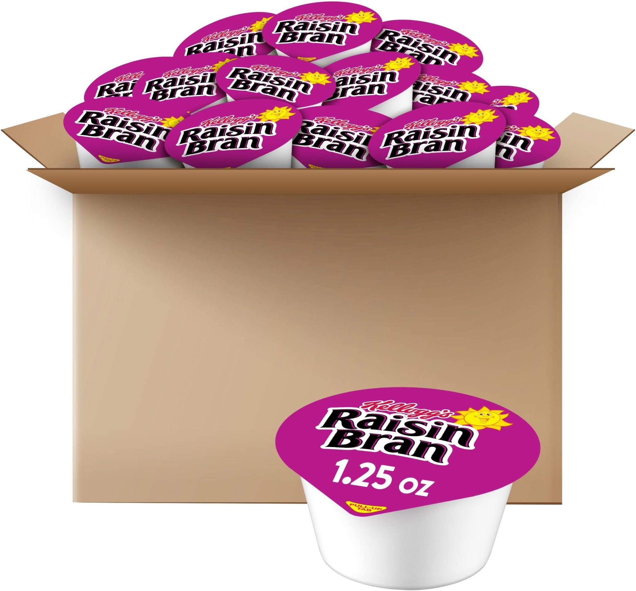 Kellogg's Raisin Bran Breakfast Cereal Cups, Fiber Cereal, Family Breakfast, Original (96 Cups)