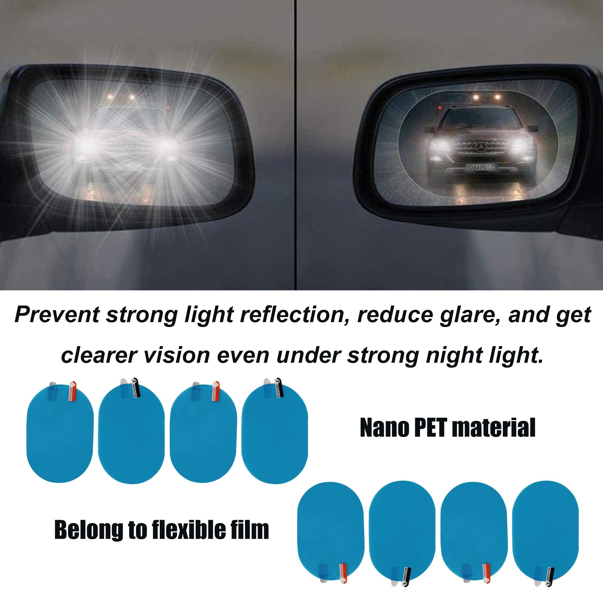 Pellicola Idrofobica Per Specchietti Auto - Antipioggia E Antiappannamento, 2 Pezzi - Facile Applicazione - Foto 2