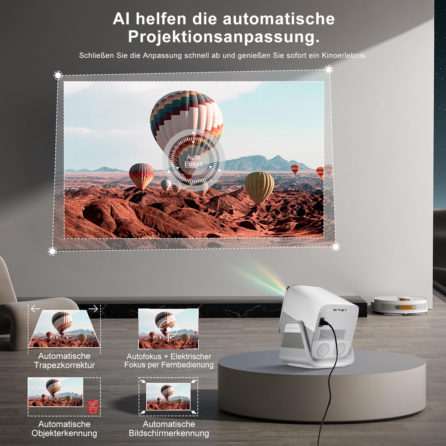 Salange Proiettore X5AR, Nativa 1080p FHD, Supporta 4K, 26000 Lumen, Proiettore Intelligente Android 14 WiFi 6 e Bluetooth 5.4, Autofocus e Correzione Trapezoidale Auto, Home Theater Videoproiettore