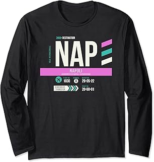 Vintage Naples NAP Airport Code Retro Travel Day Napoli Long Sleeve T-Shirt