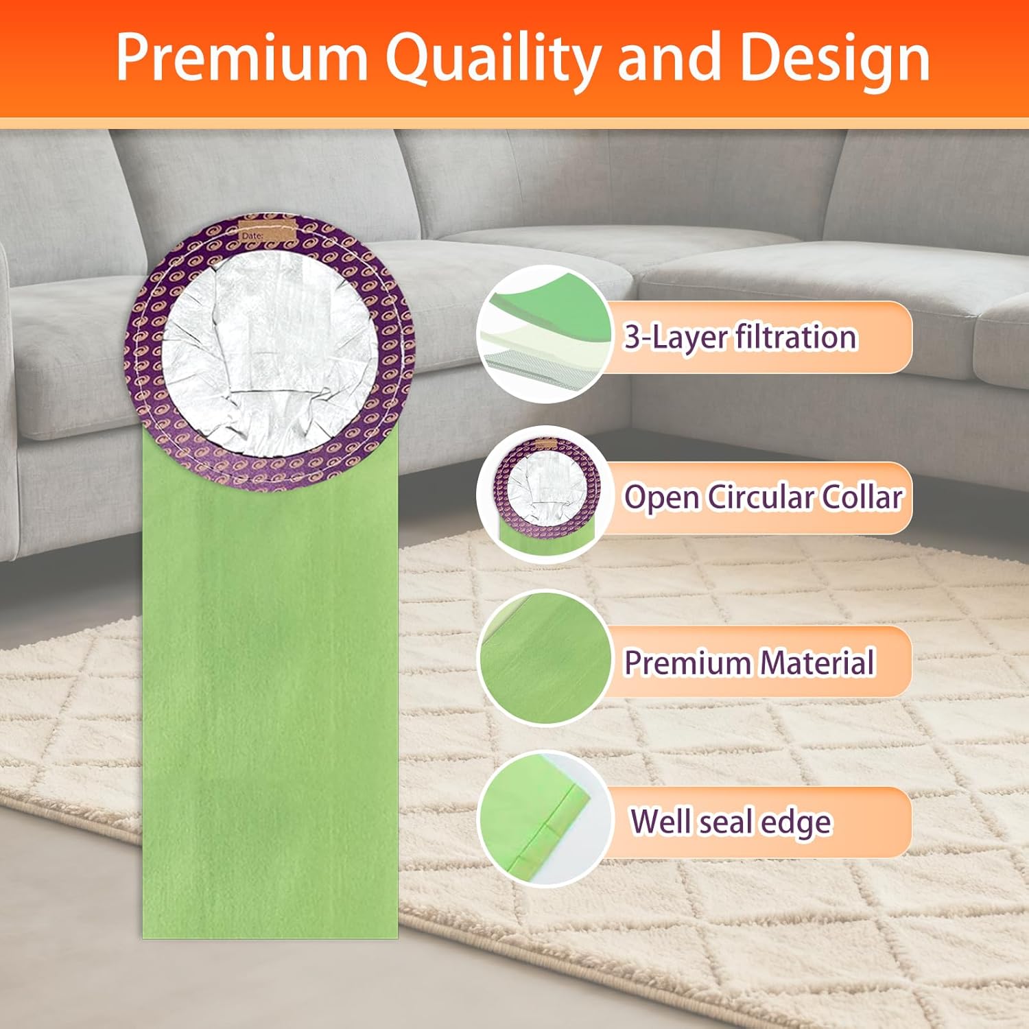 21 Pack 100331 Vacuum Bag Compatible with ProTeam 10 QT Backpack Vacuum Cleaner, Replace Part #100331 Open Cirular Collar