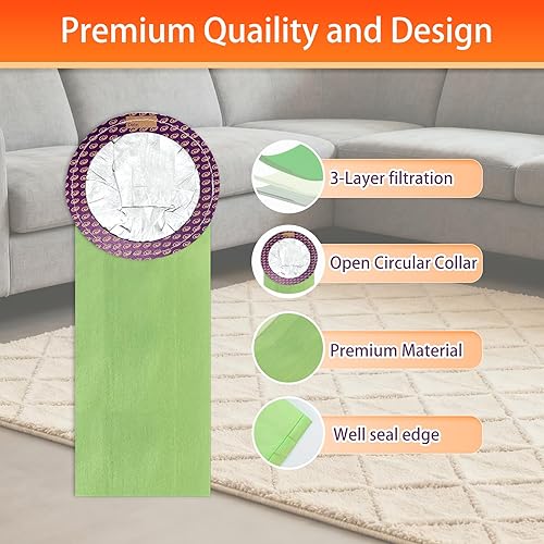 Miniatura 5 de Paquete de 21 bolsas de vacío 100331 compatibles con aspiradora ProTeam de 10 cuartos de galón, repuesto de pieza # 100331 Collar circular abierto