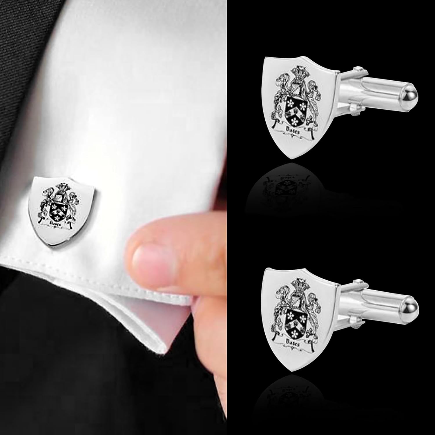 Custom Engraved Cufflinks for Men – Personalized Family Crest, Monogram, or Logo – Wedding, Anniversary, Graduation Gift Idea