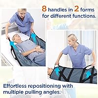 Vista 3 de Almohadilla de cama de posicionamiento con asas reforzadas, asistente de hoja de transferencia de pacientes de 48 x 40 pulgadas para levantamiento