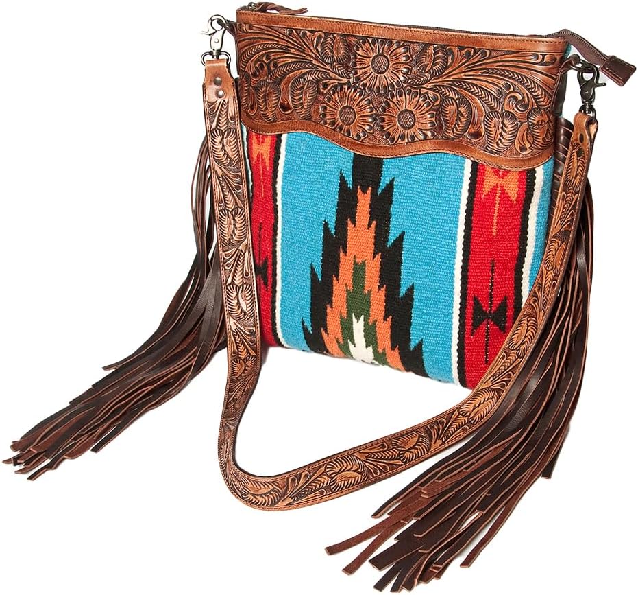 American Darling Signature Crossbody Hand Tooled Saddle Blanket Genuine Leather women bag western handbag purse