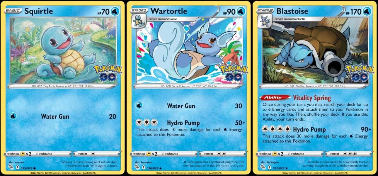 Pokemon Blastoise 017/078 - Go - Foil - Evolution Card Lot - Wartortle Squirtle