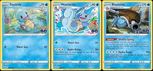 Blastoise 017/078 – Pokémon Go – Foil – Lot de Cartes Evolution – Wartortle Squi
