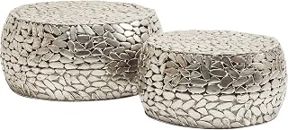 Kare Design Couchtisch Pebbles Deluxe, Silber, 2er-Set, 56/66cm Durchmesser, rund, Standfest, Beistelltische für Flur, Wohnzimmer, Schlafzimmer, 30x66x66 cm (H/B/T)