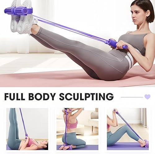 Miniatura 4 de Banda de resistencia para pedal de pie, bandas de resistencia de fitness, 6 tubos de pedal de tobillo para abdomen, cintura, brazo, estiramiento de