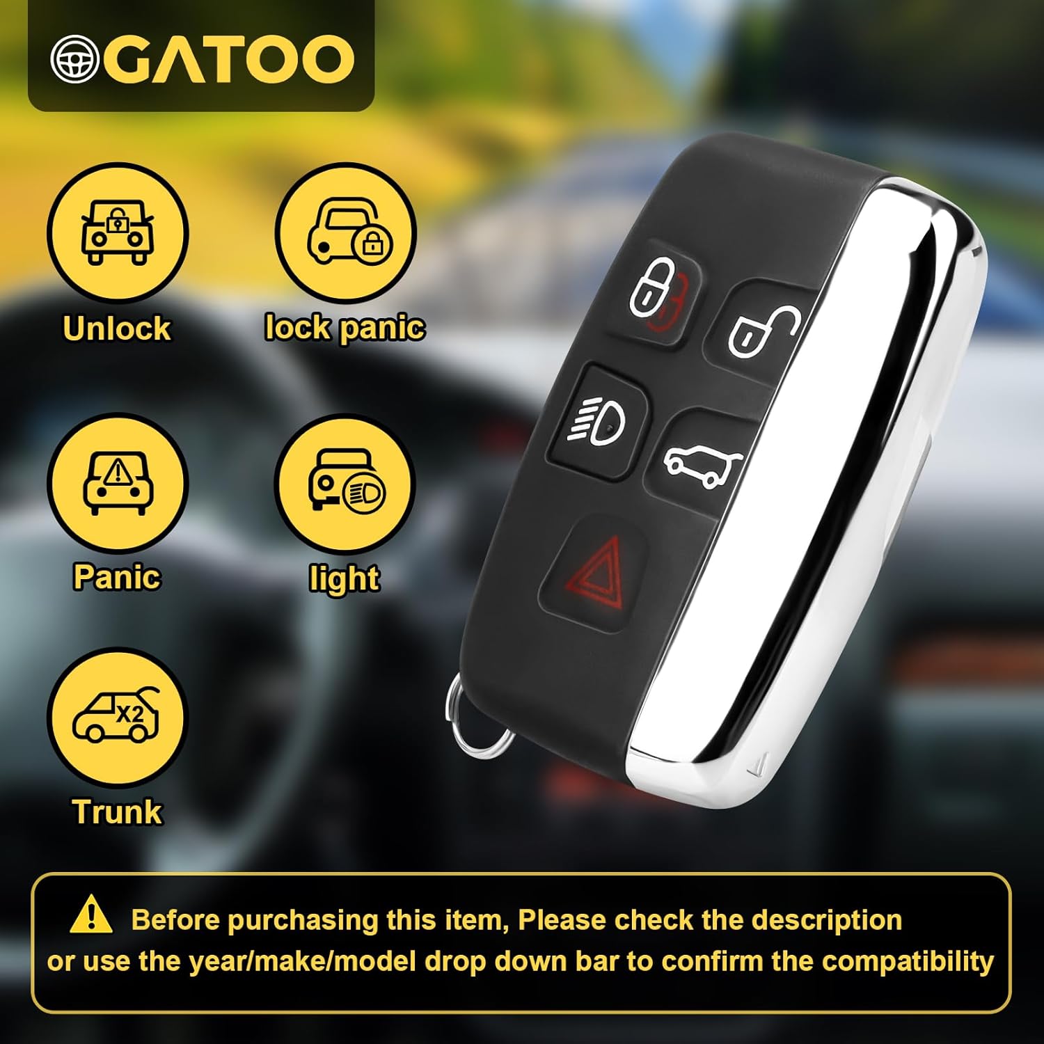 Smart Key Fob fits for Land Rover LR2 LR4 2012-2016, Range Rover Sport Evoque 2012 2013 2014 2015 2016 2017 Keyless Entry Remote Control Replacement, KOBJTF10A