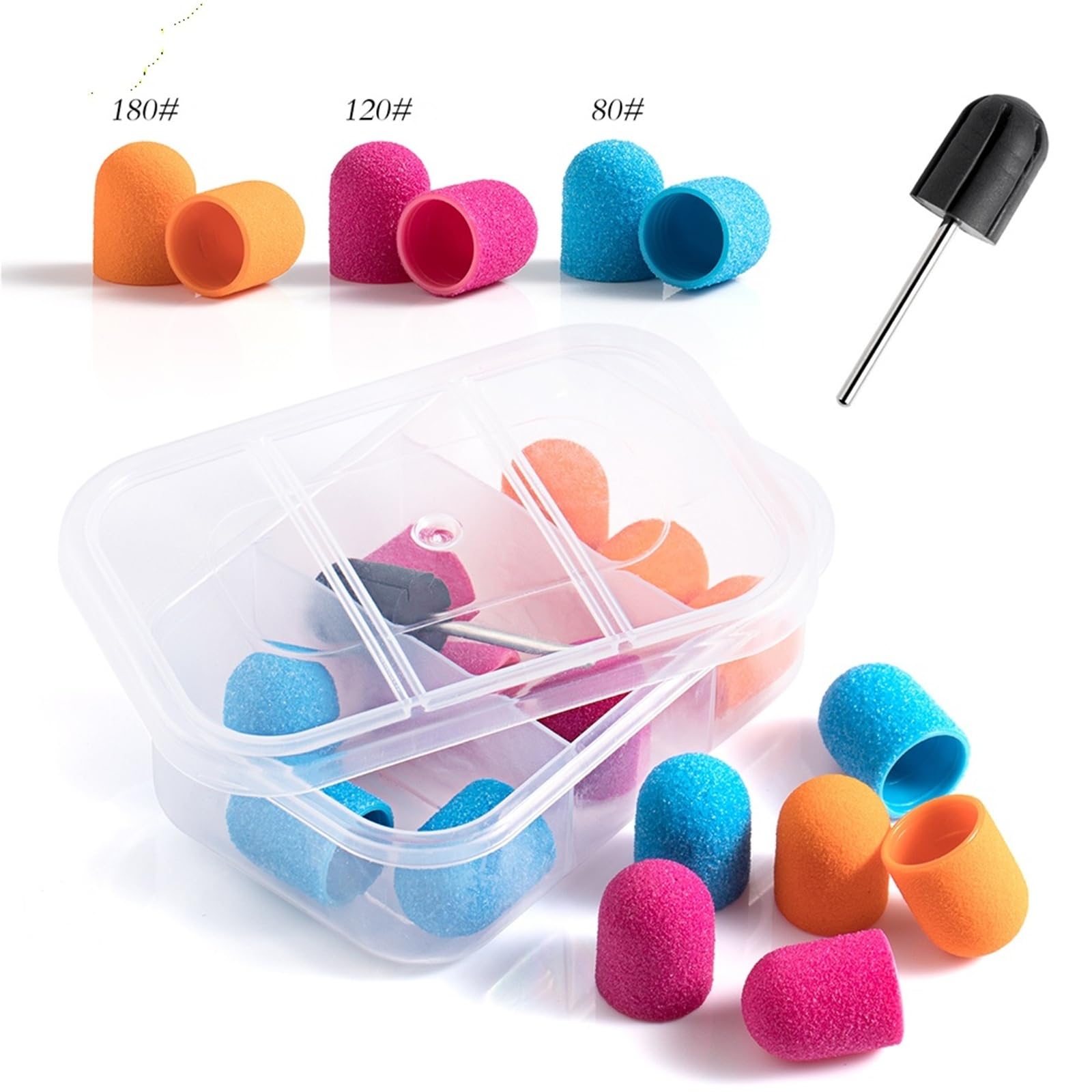 Tapa de lijado de uñas con broca de mandril de goma for manicura y pedicura, 15 Uds.(C-15pcs)