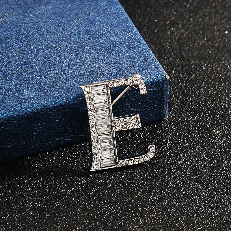 Image of A-Z 26 Letters Brooch Pins Silver Initial Rhinestone Brooches Crystal Alphabet Breastpin Pin Women Gifts Jewelry