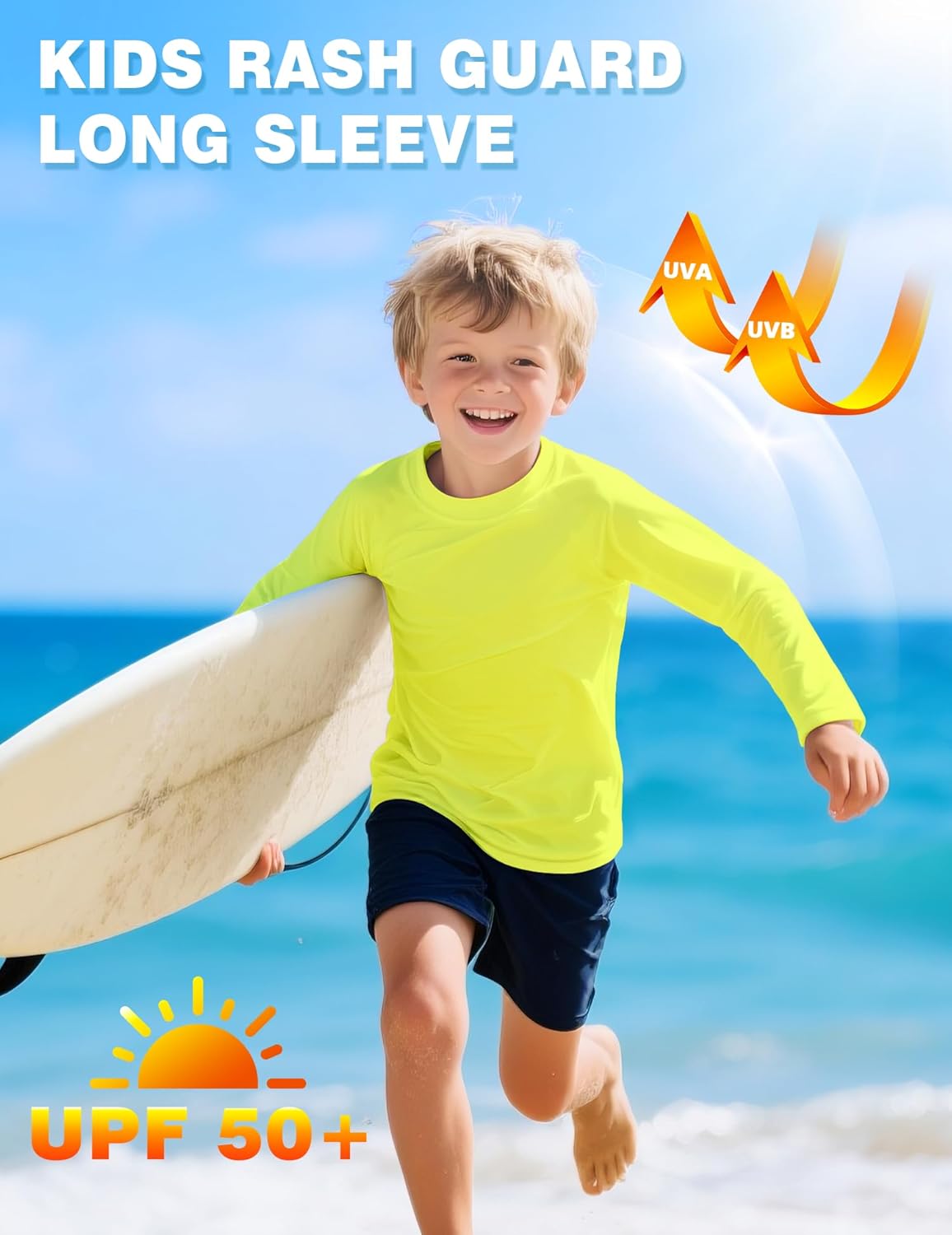 Boys Rash Guard Swim Shirt Long Sleeve Shirts UPF 50+ Sun Shirt Quick Dry Fit Neon Tees Activewear for Kids Girls Youth 2-16Y - Image 3